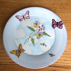 Zrike Hand Painted Dinner Plate with Butterflies, Flowers and Birds